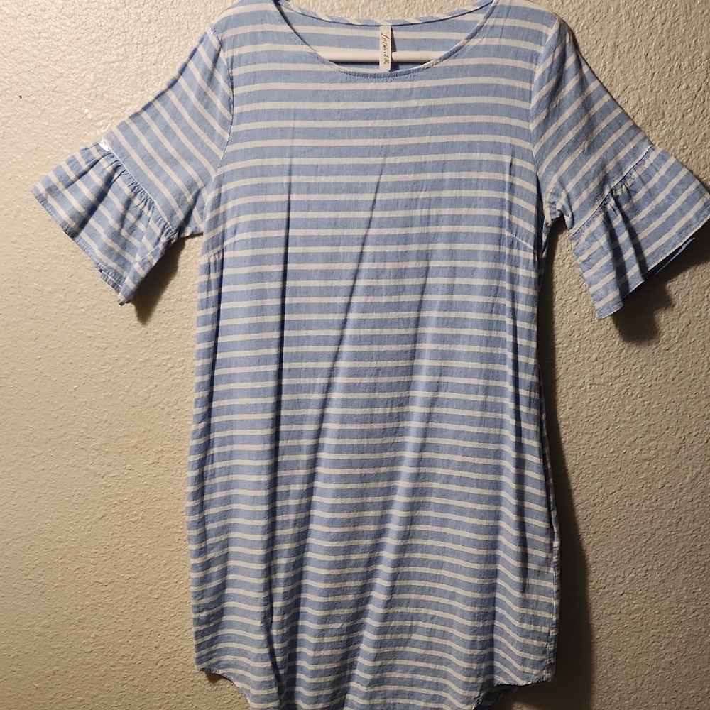 Blue and White Striped Dress